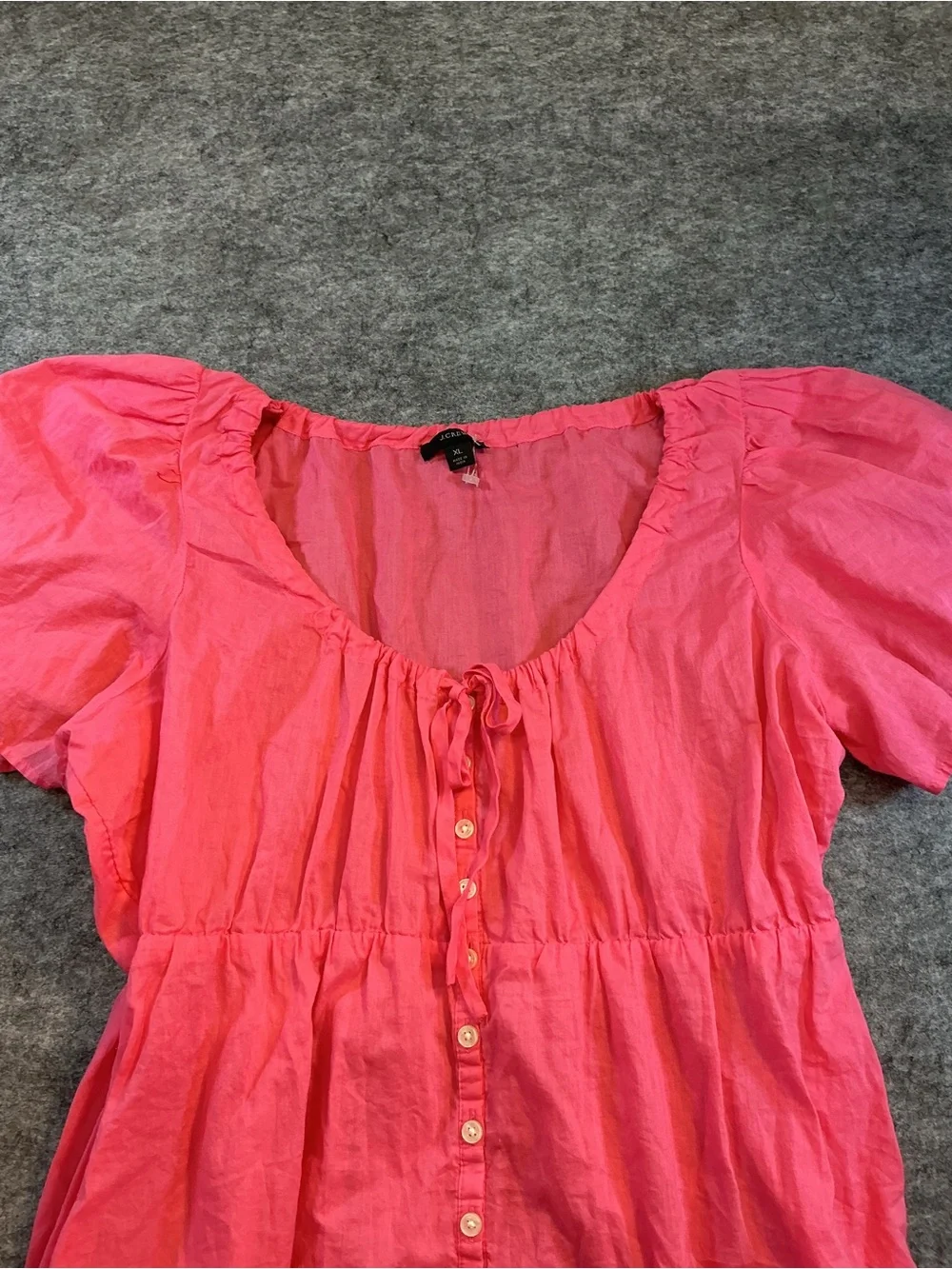 J. Crew Cotton Casual Tiered Pink Button-Front Dress Size XL
